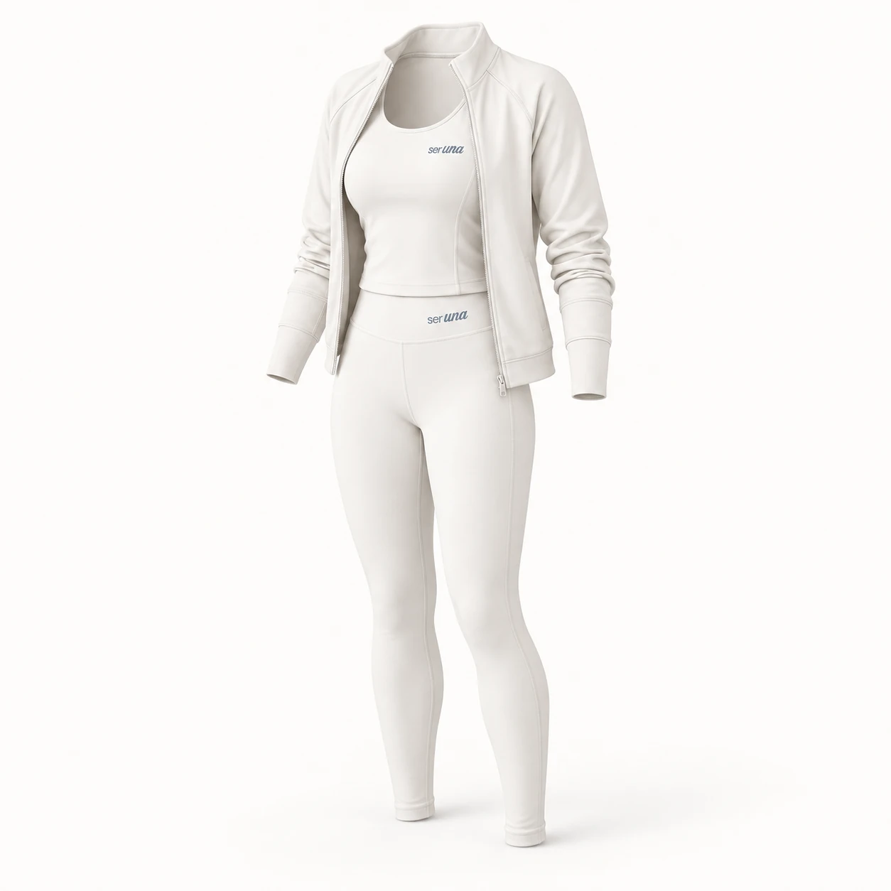 Conjunto de vestuário SERUNA na cor Branco suave, outro ângulo